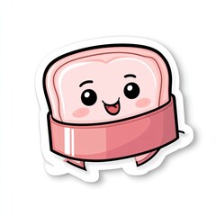 Pink Cartoon Food with Smiling Face and Black Outline