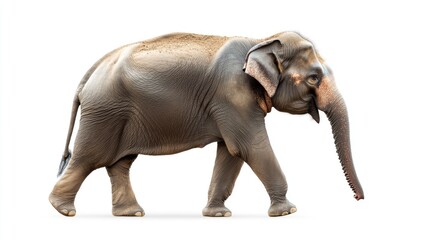 Fototapeta premium Walking Elephant Isolated on White Background