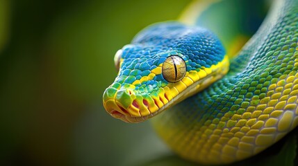 Fototapeta premium Close-Up of a Green Tree Python's Eye