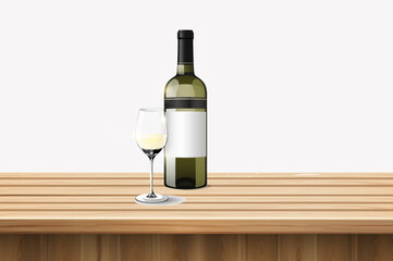 wine glass with bottle