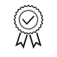 Approved or certified medal icon in a flat design. Rosette icon. Award vector