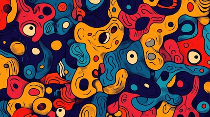 Fototapeta premium Colorful Abstract Shapes in Cartoon Style