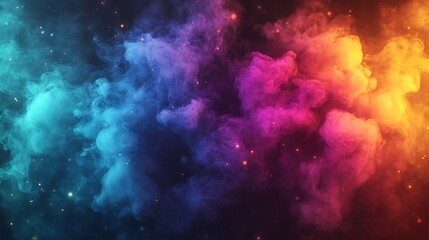 Fototapeta premium Abstract colorful smoke background with glowing particles.
