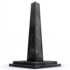 Black obelisk monument with a square base, isolated on a white background.