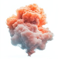 Colorful abstract smoke cloud on a white isolated background.