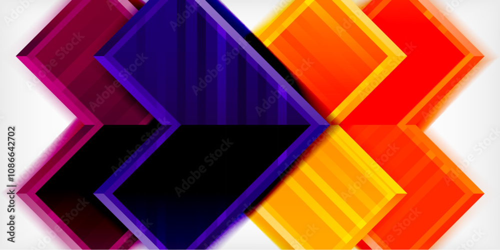 Poster Arrow symbols created with 3d effects and line texture geometric abstract background
