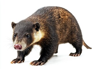 Fototapeta premium Cute coati walking on a white isolated background