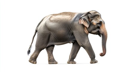 Obraz premium Walking Elephant Isolated on White Background