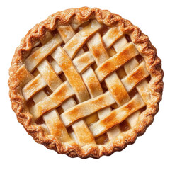 Apple pie isolated on transparent background. Top view. Close up.