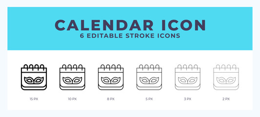 Naklejka premium Calendar icon symbol. Isolated. Vector illustration with editable stroke.