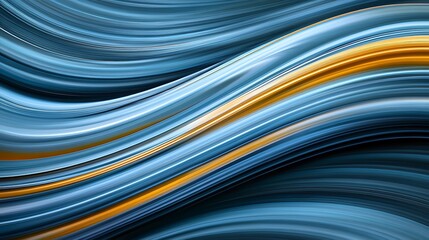 Abstract wavy pattern with blue and gold lines on a dark background.