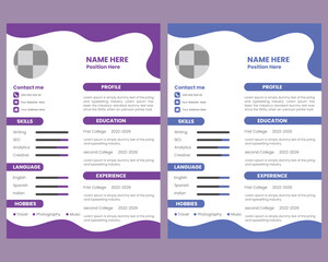  Vector modern resume portfolio or cv template
