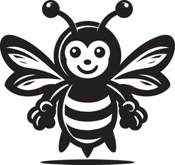 Honey bee mascot character silhouette vector illustration isolated on white background