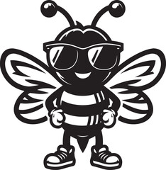 Honey bee mascot character silhouette vector illustration isolated on white background