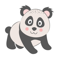 Cute panda isolated on white background. Cartoon nursery art baby character.