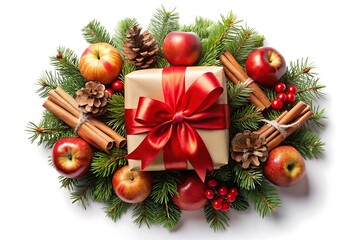 Elegant Christmas Decorations. Winter Wreath with Toys.