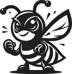 Honey bee mascot character silhouette vector illustration isolated on white background