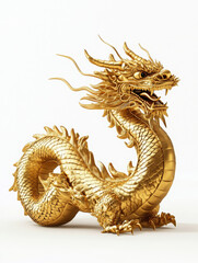 Fototapeta premium Golden dragon sculpture with intricate details and fierce expression