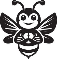 Honey bee mascot character silhouette vector illustration isolated on white background