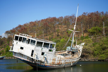 Abandoned White Fishing Boat - Lombok, Indonesia  