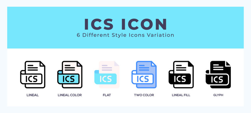 Ics file icons set. Different style of icons simple vector illustration.