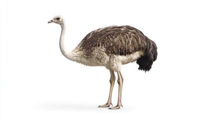 Rhea Bird Standing Against White Background