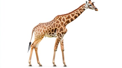Obraz premium Giraffe Standing Against a White Background