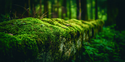 A moss covered rock in a forest