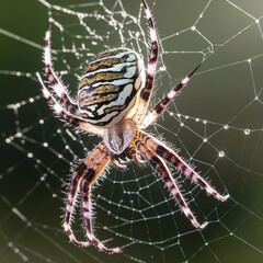 Surreal close-up photo of a spider sitting on a web