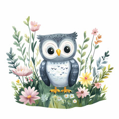 Charming Owl Illustration for Kids' Room and Woodland Nursery Decor, generated ai