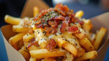 French fries with cheese sauce.