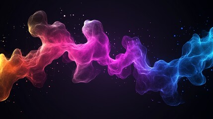 Obraz premium Abstract colorful wave of particles, glowing vibrant colors on dark background.
