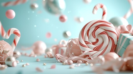 Vibrant candy stripe backgrounds highlighting glowing giftthemed sale banners, Exclusive Offers, playful festive design