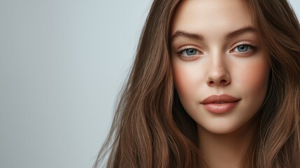 Fototapeta premium Realistic Portrait of Young Woman with Hair