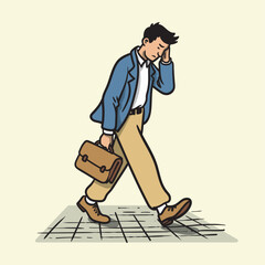 Sad man walking down number 01