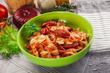 Italian pasta with dry tomato