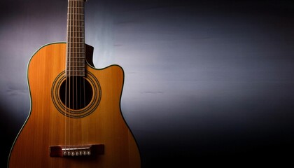 Fototapeta premium Elegant Acoustic Guitar Design Against Dark Background