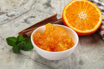Tasty homemade Orange jam in the bowl