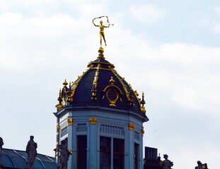 Historical Building on the Grand Place in the Old Town of Brussels, the Capital of Belgium