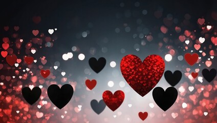 Abstract red and black illustration of hearts romantic background wallpaper