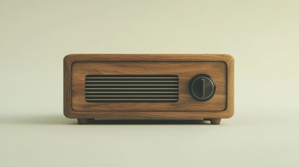 A vintage wooden radio isolated on a white background.