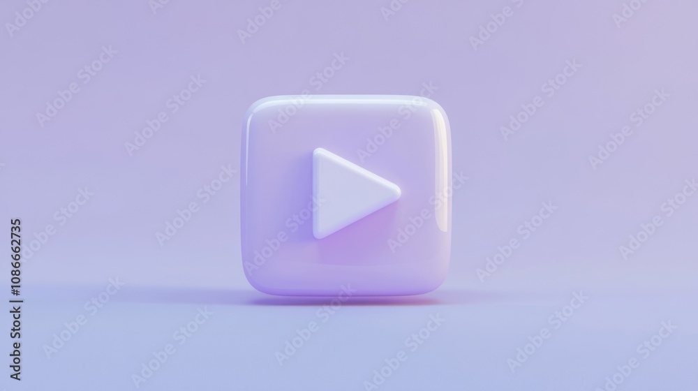 Poster A glossy play button icon on a soft gradient background, symbolizing video content.