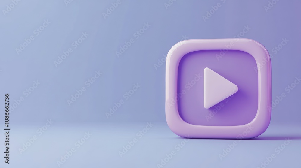 Poster A purple play button icon on a soft background, symbolizing video and media content.