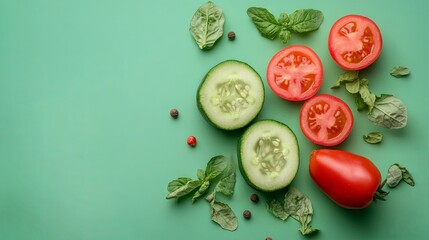 Vegetables on isolated background, top view