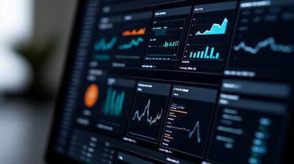 Dynamic Charts Displayed on a Desktop in a Dark Setting