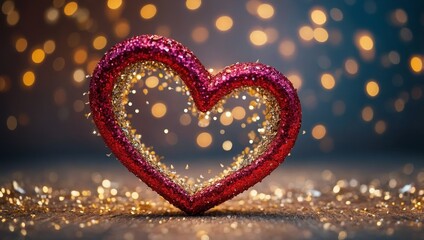 Beautiful lovely valentine background with heart and glitter backdrop