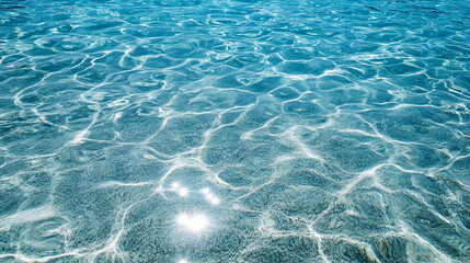 Fototapeta premium Transparent Blue Water Surface with Ripples and Sunlit Waves