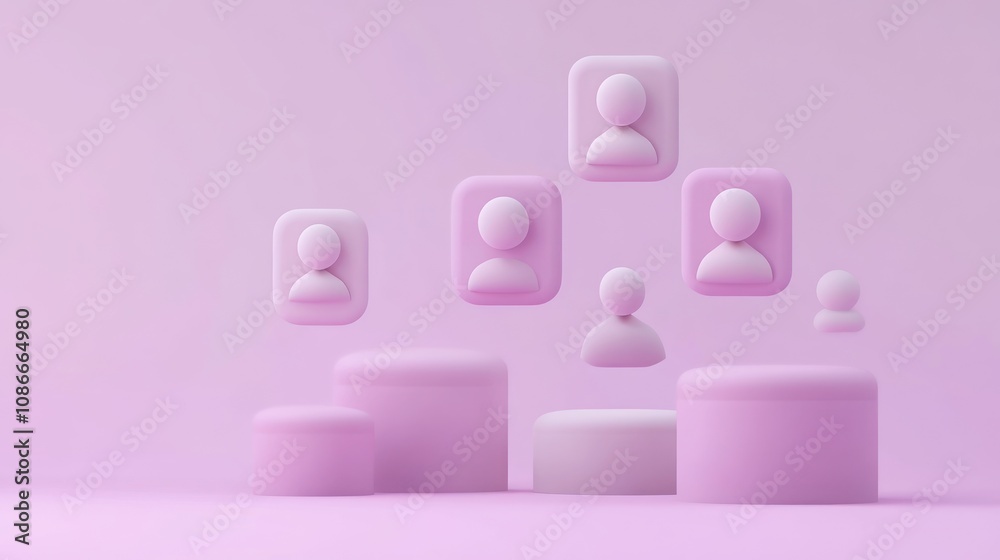 Aufkleber abstract representation of user profiles in a digital space with pink tones.