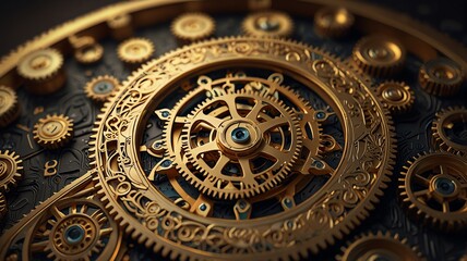 Obraz premium a gold and silver clock with the gears on it