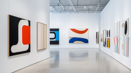 Contemporary Art Gallery Interior with Stunning Paintings
